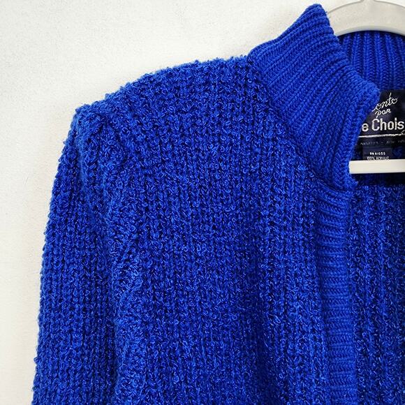 Monto Par le Chois Longline Cardigan Jacket Size L Blue Boucle Knit Vintage - Picture 6 of 16